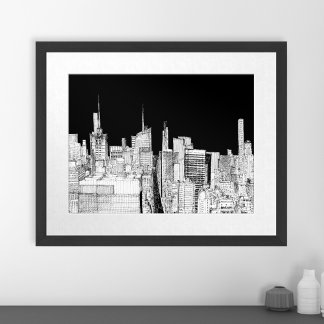 Poster Coucher de soleil sur l'horizon de New York à l'en