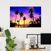 Poster Coucher de soleil sur l'île tropicale au Sri Lanka (Bureau à domicile)