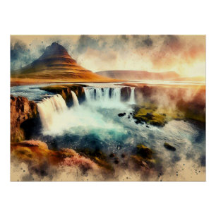 Poster Coucher de soleil sur l'Islande,