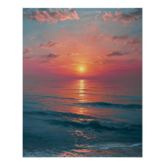 Poster Coucher de soleil sur l'océan