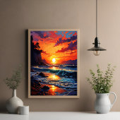 Poster Coucher de soleil sur l'océan - Art côtier
