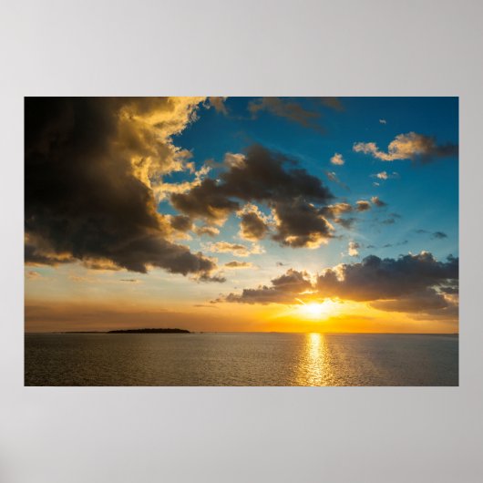 Poster Coucher de soleil sur l'océan, Fidji (Devant)