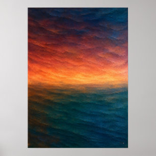 Poster Coucher de soleil sur l'océan Horizon Abstrait en