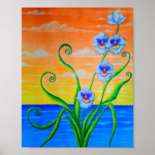 Poster Coucher de soleil sur l'orchidée
