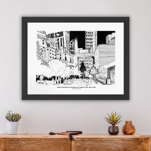 Poster Coucher de soleil sur Manhattan Croquis de voyage