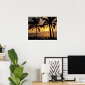 Poster Coucher de soleil sur palmier (Bureau à domicile)
