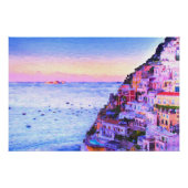 Poster Coucher de soleil sur Positano, Italie Peinture (Devant)