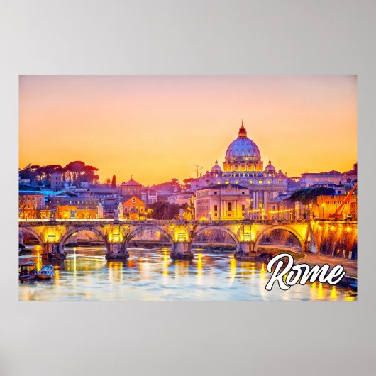 Poster Coucher de soleil sur Rome, Italie (Devant)