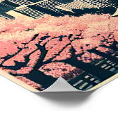 Poster Coucher de soleil sur Tokyo avec fleurs de cerisie (Coin)