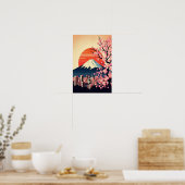 Poster Coucher de soleil sur Tokyo avec fleurs de cerisie (Cuisine)