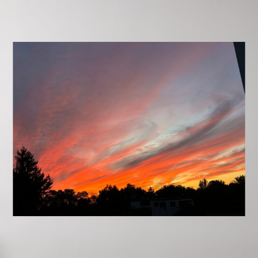 Poster Coucher de soleil sur un champ (Devant)