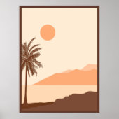 Poster Coucher de soleil sur un palmier, Île, Art abstrai (Devant)