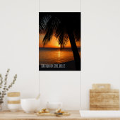 Poster Coucher de soleil sur un palmier tropical au Beliz (Cuisine)