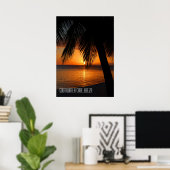 Poster Coucher de soleil sur un palmier tropical au Beliz (Bureau à domicile)