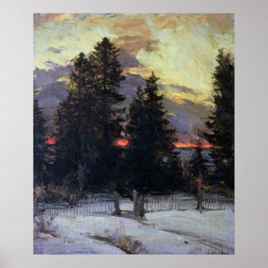 Poster Coucher de soleil sur un paysage hivernal, vers 19 (Devant)