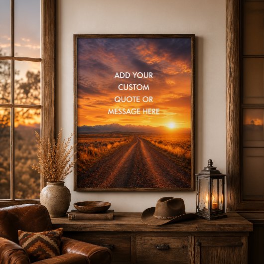 Poster Coucher de soleil sur une route de campagne - Crée