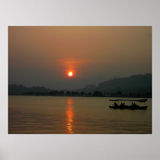 Poster Coucher de soleil sur West Lake (Devant)
