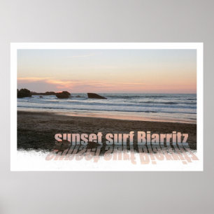 Poster coucher de soleil surf Biarritz