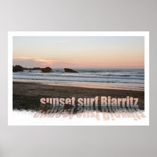 Poster coucher de soleil surf Biarritz (Devant)