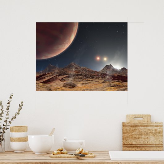 Poster Coucher de soleil triple (Cuisine)