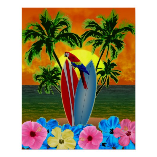 Poster Coucher de soleil tropical (Devant)