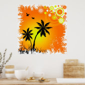 Poster Coucher de soleil tropical (Cuisine)