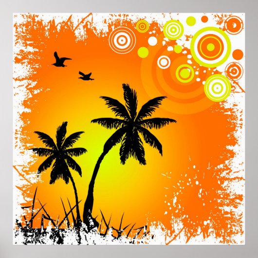 Poster Coucher de soleil tropical (Devant)