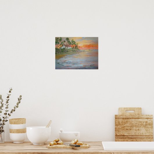 Poster Coucher de soleil tropical (Cuisine)