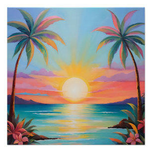 Poster Coucher de soleil tropical