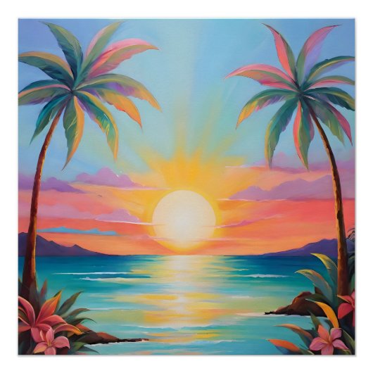 Poster Coucher de soleil tropical (Devant)