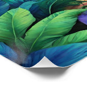 Poster Coucher de soleil tropical avec des fleurs d'Hibis (Coin)