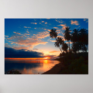 Poster Coucher de soleil tropical de l'île d'Hawaï
