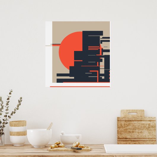 Poster Coucher de soleil urbain, (Cuisine)