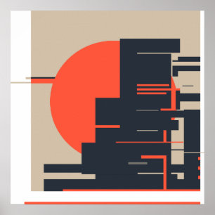 Poster Coucher de soleil urbain,
