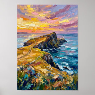 Poster Coucher de soleil vibrant sur la côte