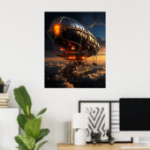 Poster Coucher de soleil victorien Zeppelin : Steampunk I (Bureau à domicile)