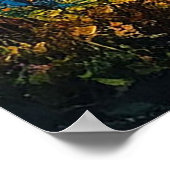 Poster Coucher de soleil vif sur les vagues océaniques (Coin)