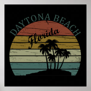 Poster Coucher de soleil vintage d'été à Daytona Beach Fl
