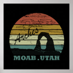 Poster Coucher de soleil vintage - Moab Utah - Parc natio