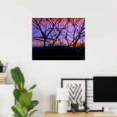 Poster Coucher de soleil violet Extraordinaire avec silho (Bureau à domicile)