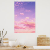 Poster Coucher de soleil violet rose et bleu ciel d'été (Cuisine)