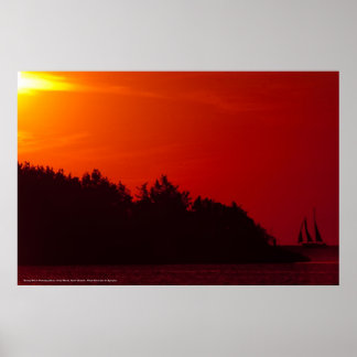 Poster coucher de soleil Voile sur l'île d'Ocracoke