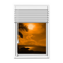 Coucher De Soleil Vue Mer Fenêtre Faux Avec Aveugl