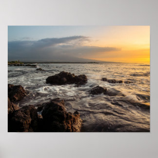 Poster Coucher de soleil Waikaloa Pacific à Hawaï