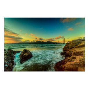 Poster Coucher du soleil à la plage de Baker