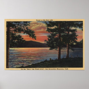 Poster Coucher du soleil au lac big Bear