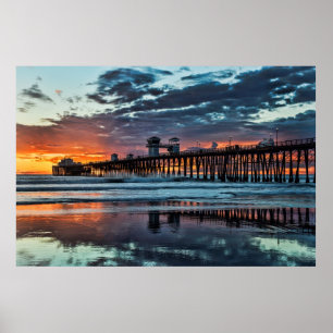 Poster Coucher du soleil au pilier d'Oceanside