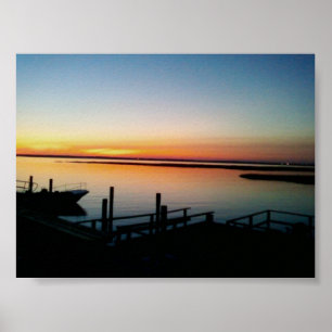 Poster coucher du soleil au rivage