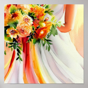 Poster Coucher du soleil, Bouquet en cascade nuptiale 2,