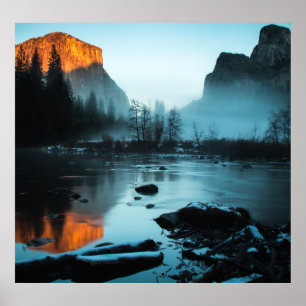 Poster Coucher du soleil brumeux dans Yosemite